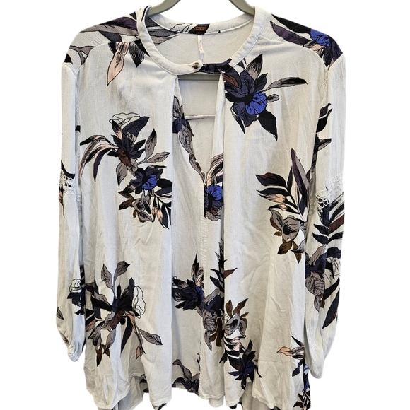 Free People Tree Swing Tunic Light Stone Combo Boho Top - Picture 7 of 8